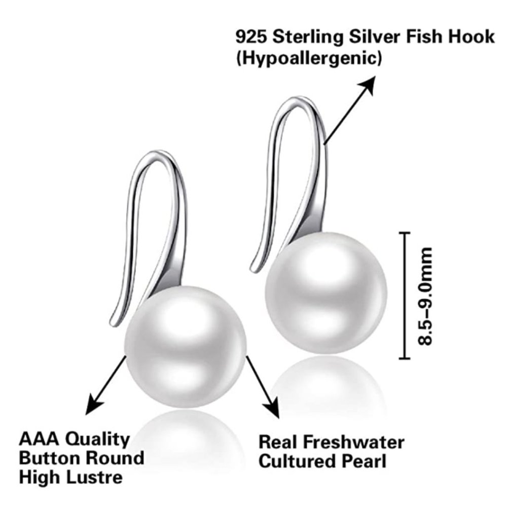 Natural Freshwater Pearl Earrings S925 - Picture 12 of 13